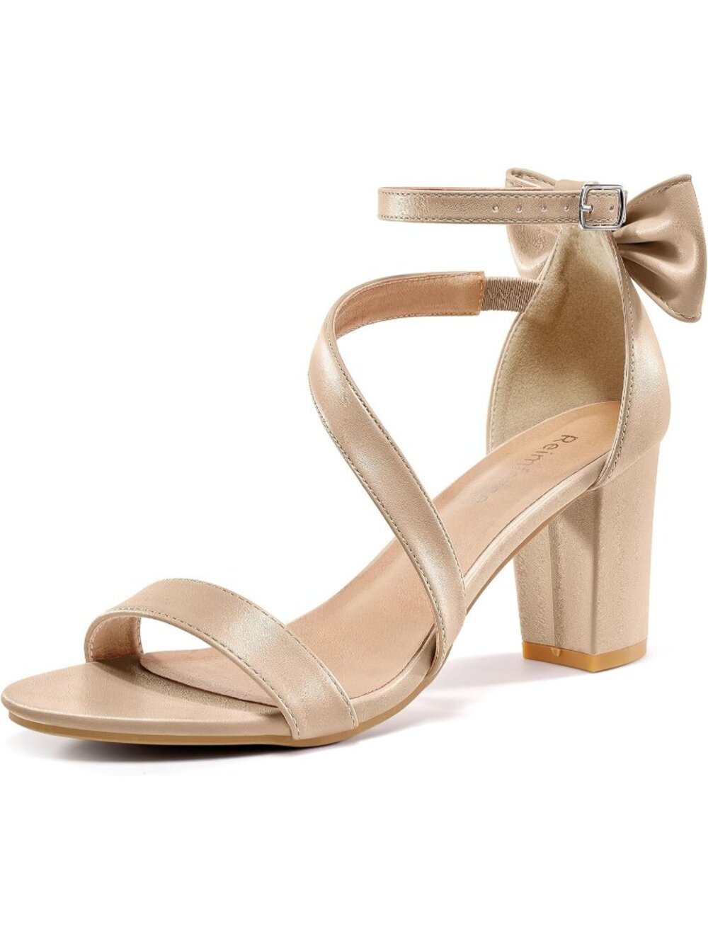 Women's Beige Faux Leather Comfortable Slip Resistant Adjustable Block Heels